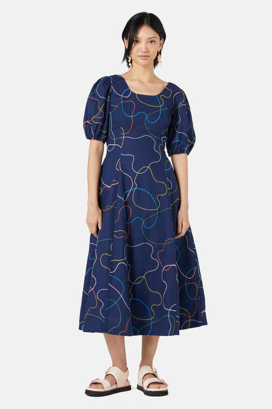 Gorman - Taking A Trip Embroidered Dress - navy