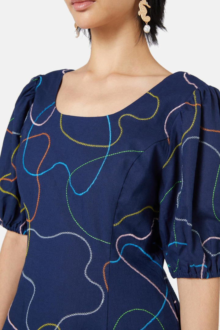 Gorman - Taking A Trip Embroidered Dress - navy