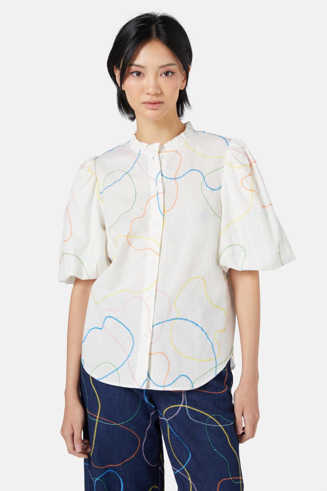 Gorman - Taking A Trip Embroidered Shirt - white