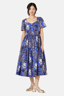 SANTORINI WAVES WOVEN MIDI DRESS