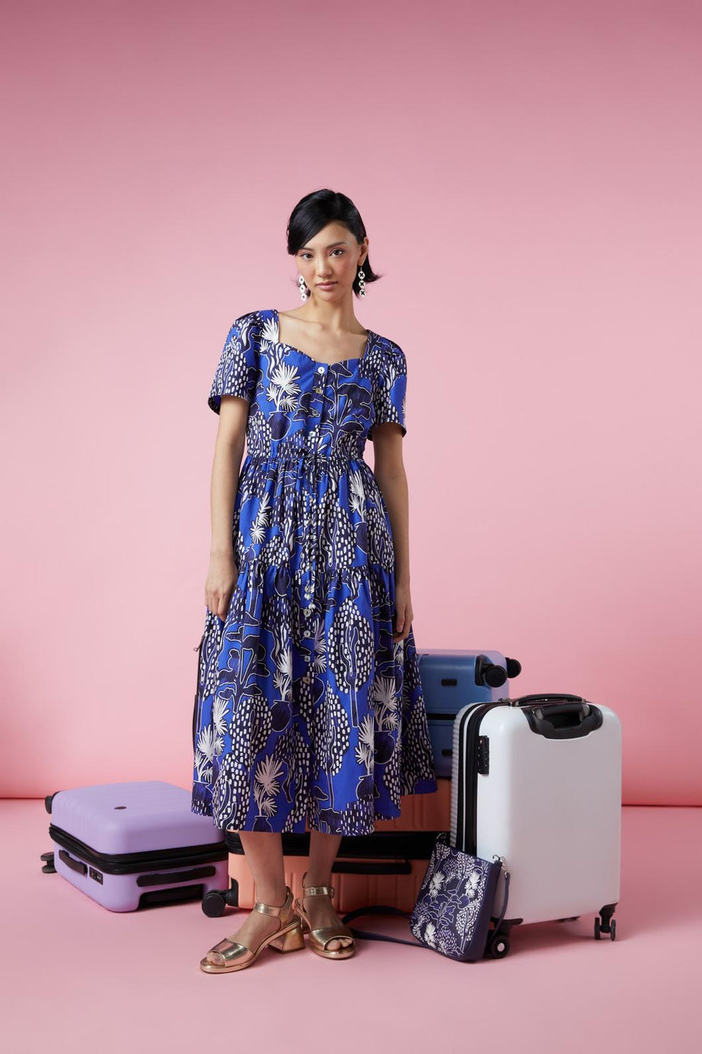 Santorini Gingham Midi Dress