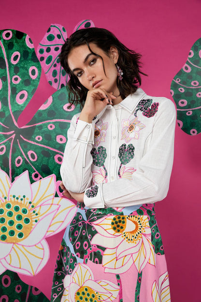 Gorman - Lotus Leopard Embroidery Shirt - white