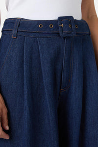 Gorman - Pleat Palazzo Jeans - mid-blue