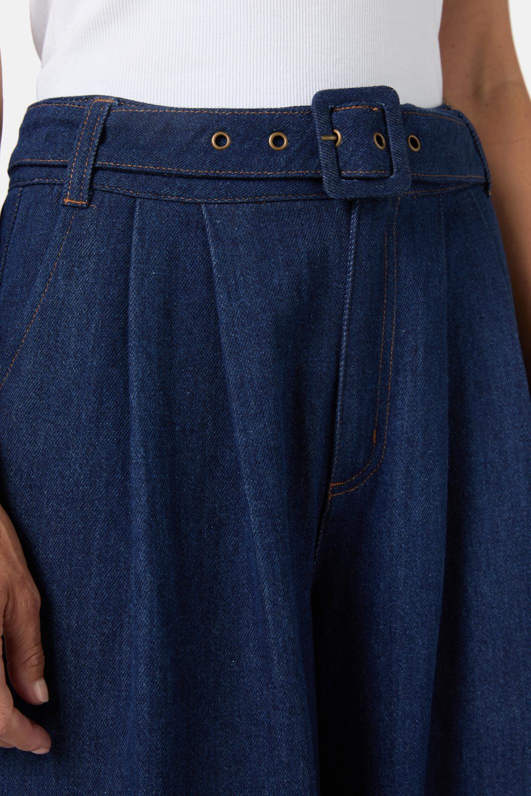 Gorman - Pleat Palazzo Jeans - mid-blue