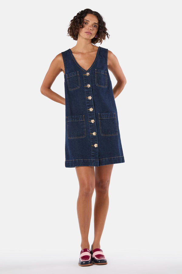 Gorman - Picking Flowers Pinafore - indigo