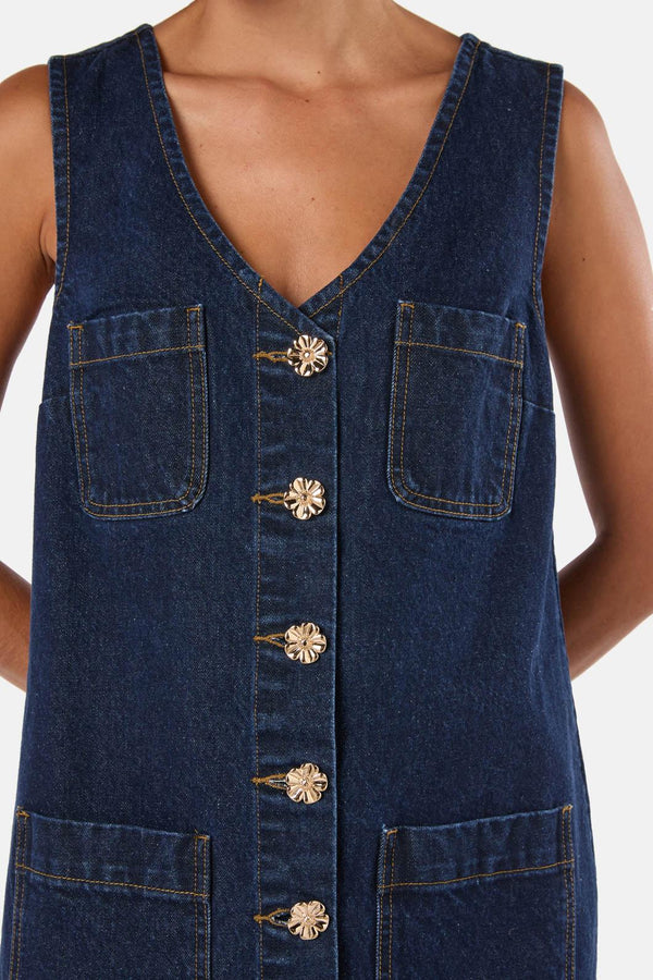 Gorman - Picking Flowers Pinafore - indigo