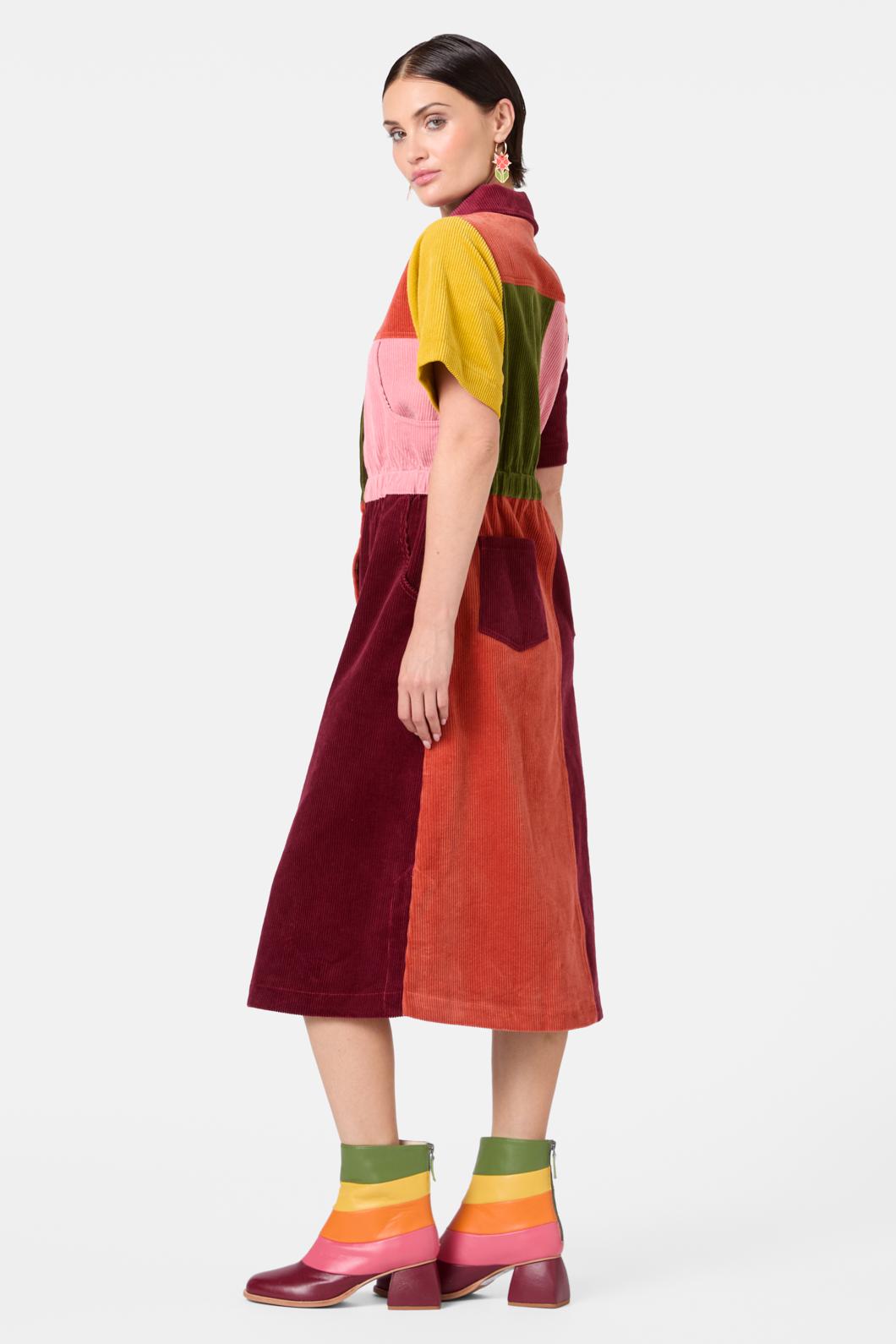 Gorman - Retro Spliced Corduroy Dress - multi