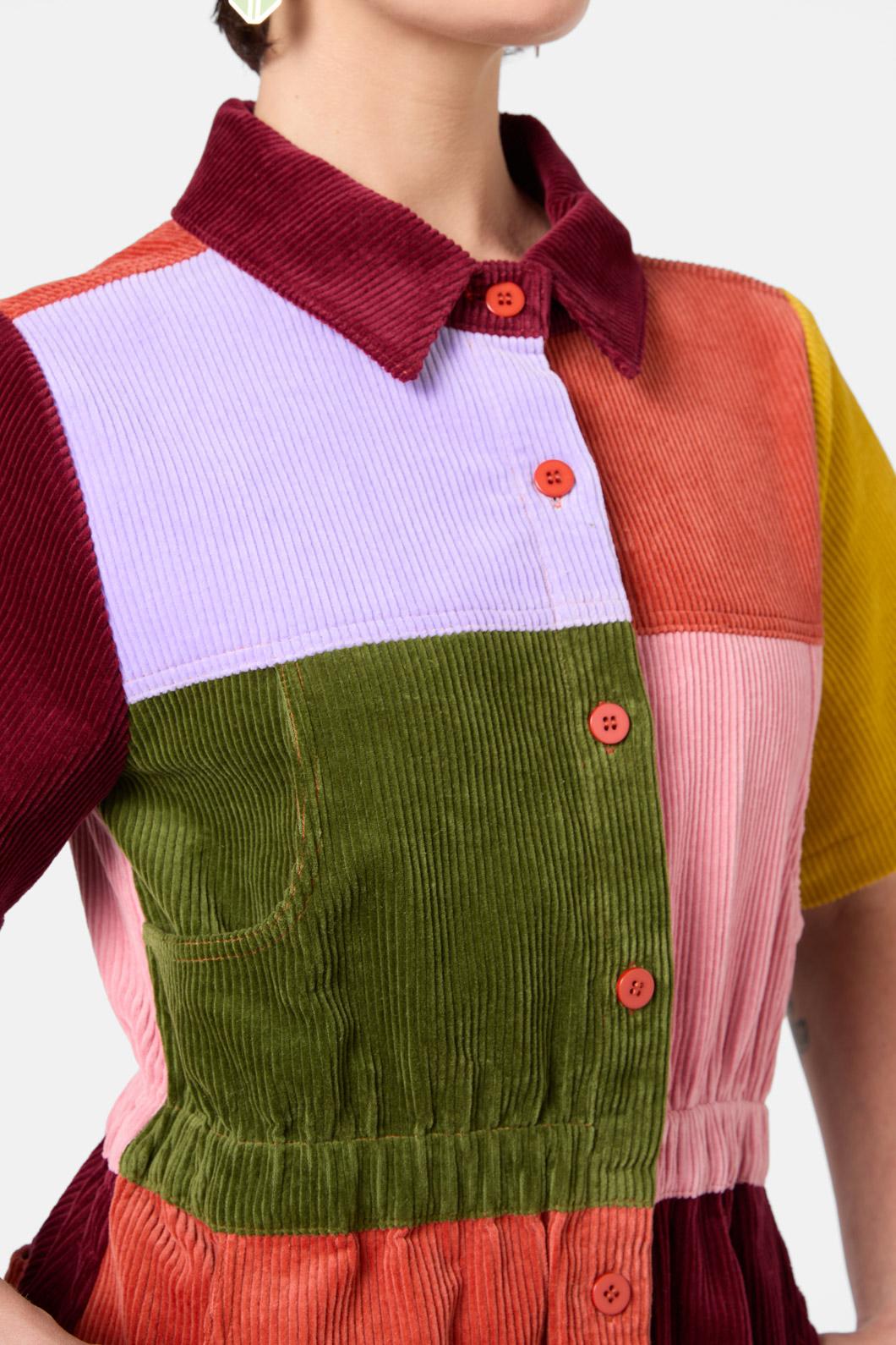 Gorman - Retro Spliced Corduroy Dress - multi