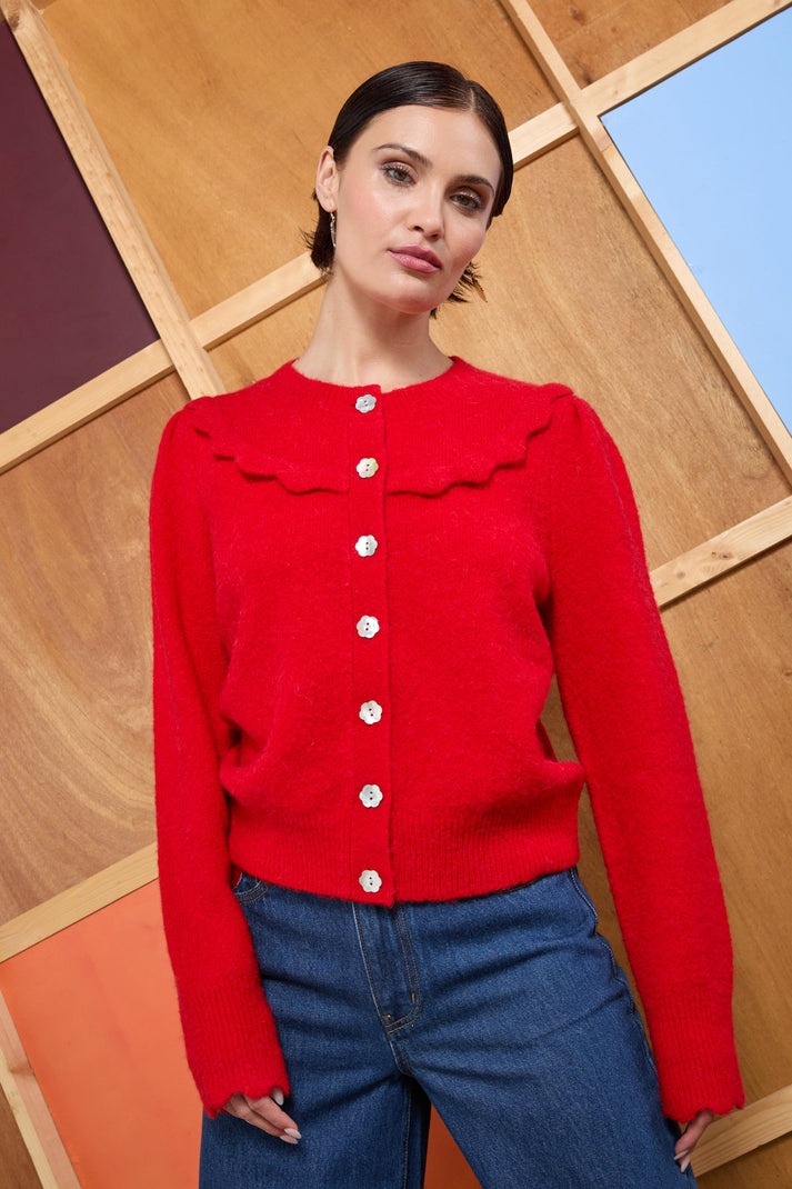 Sweetheart Ruffle-Trim Cardigan main image 0