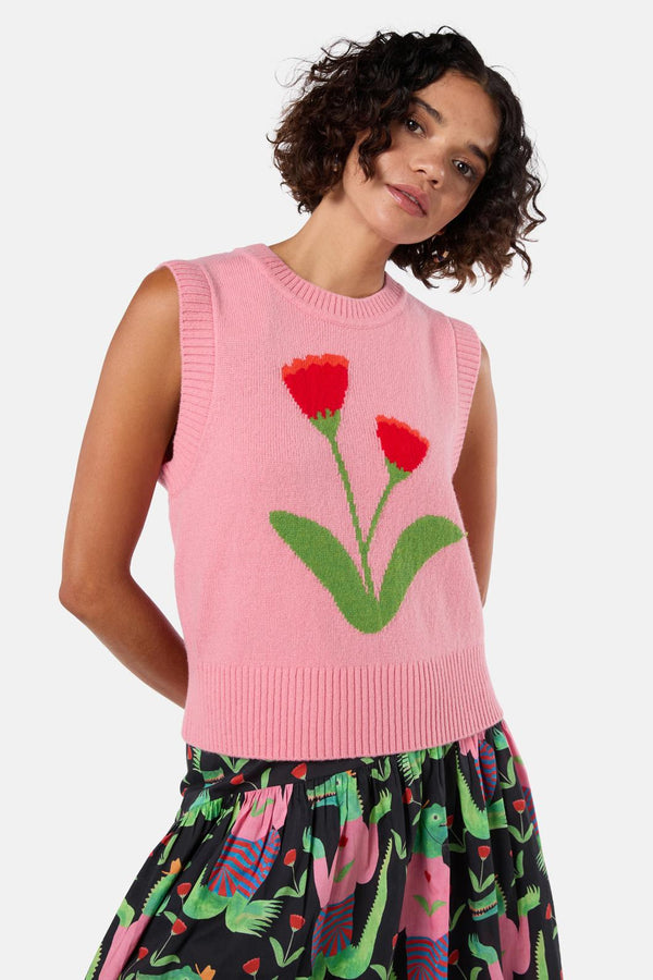 Gorman - Rosette Knit Vest - pink
