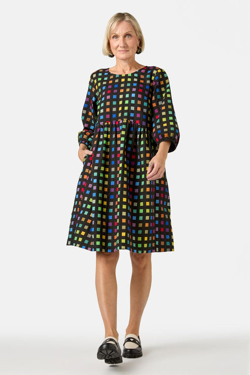 Light Up Check Smock Dress