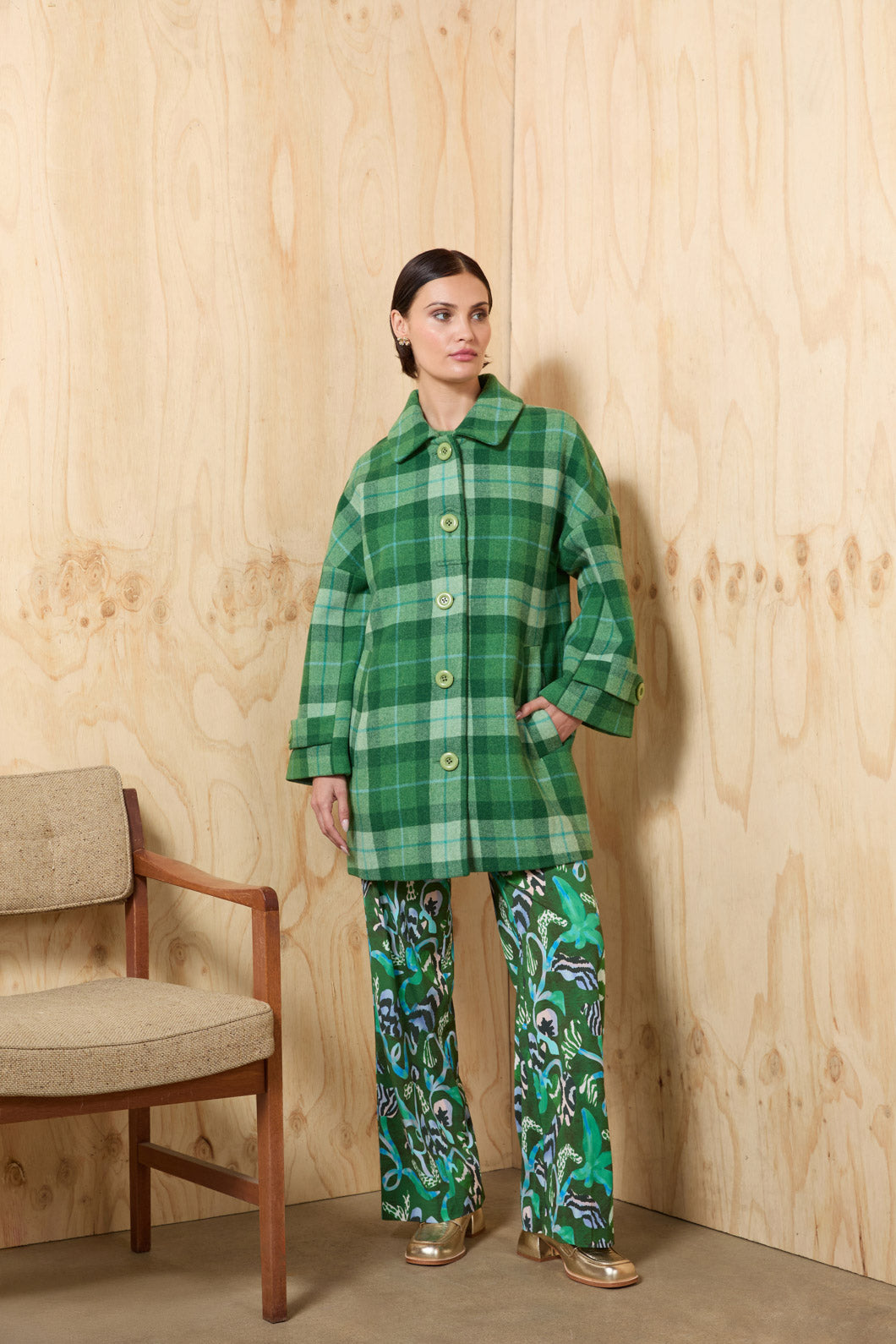 Gorman - Garden Check Coat - green