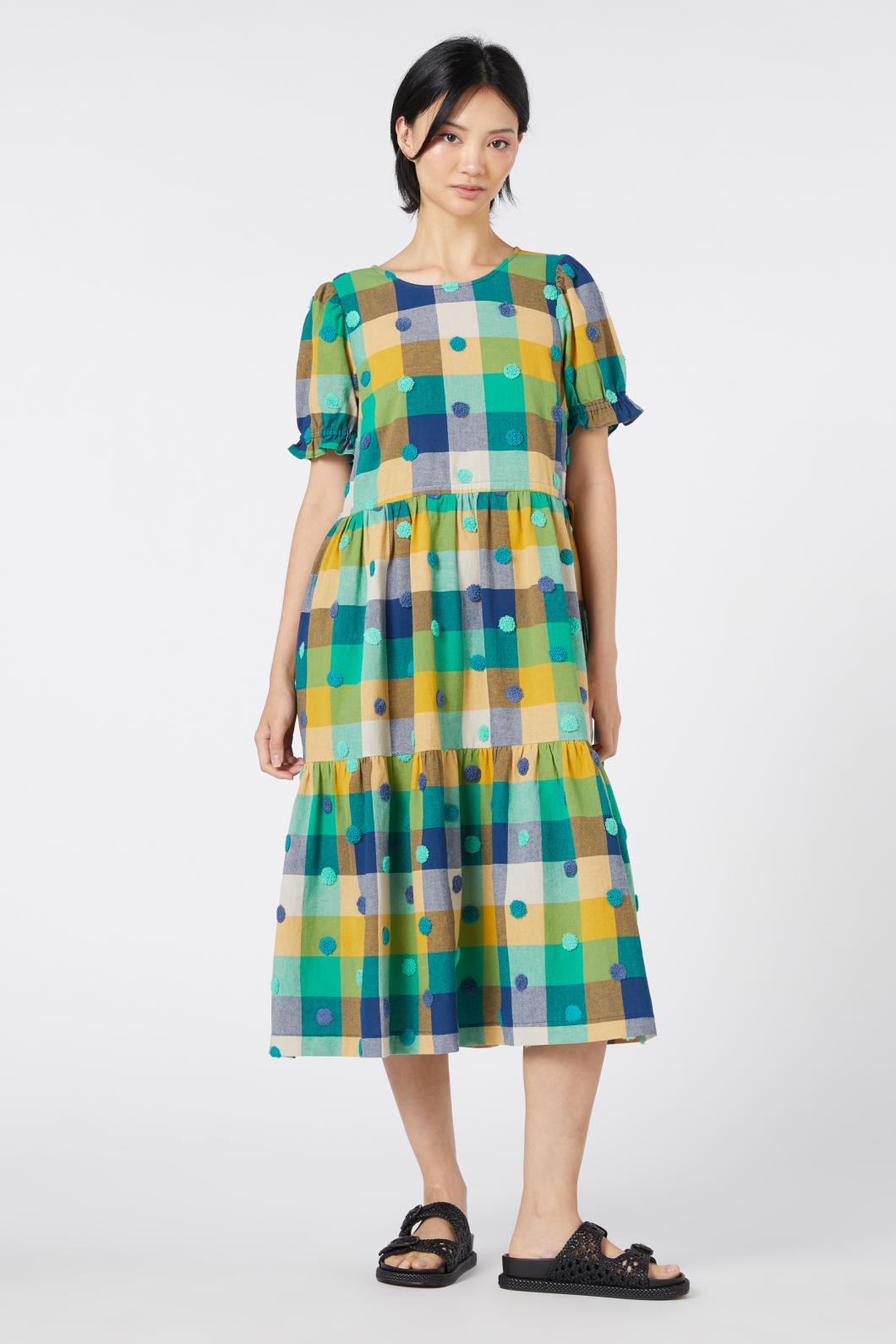 Gorman - Poka Spot Gingham Dress - green