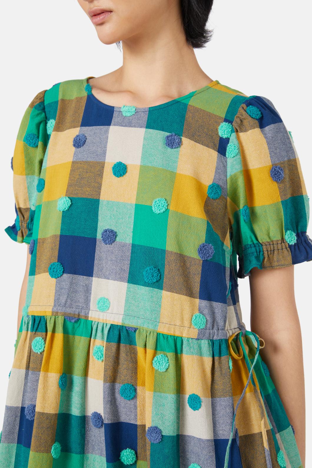 Gorman - Polka Spot Gingham Dress - green