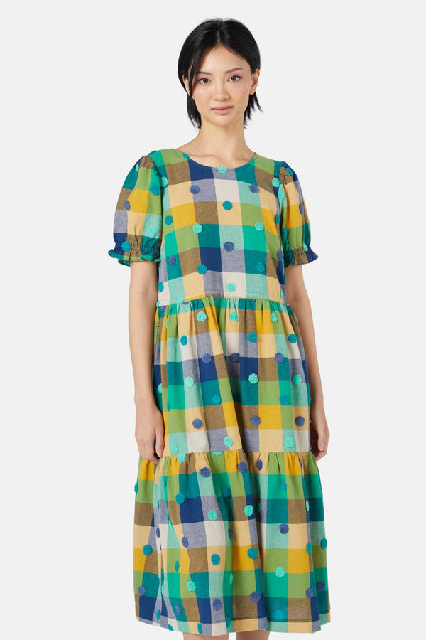 Gorman - Polka Spot Gingham Dress - green