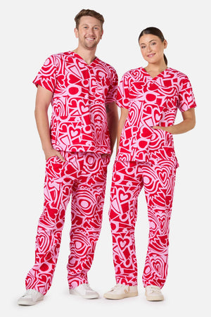 Gorman - Queen Of Hearts Scrub Set - pink