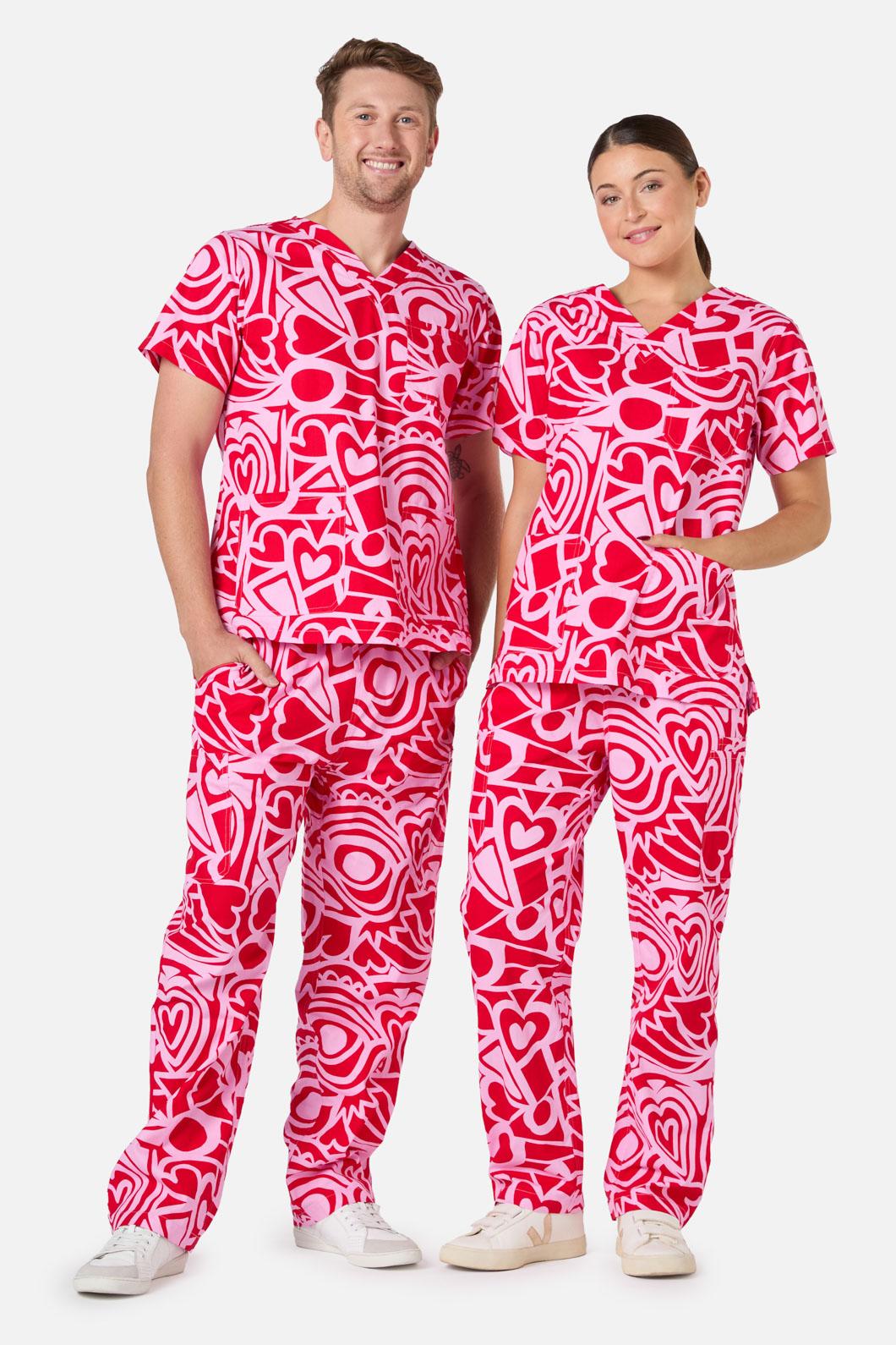 Gorman - Queen Of Hearts Scrub Set - pink