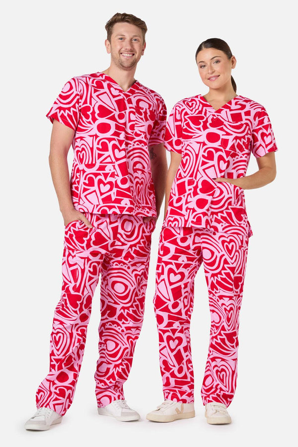 Gorman - Queen Of Hearts Scrub Set - pink