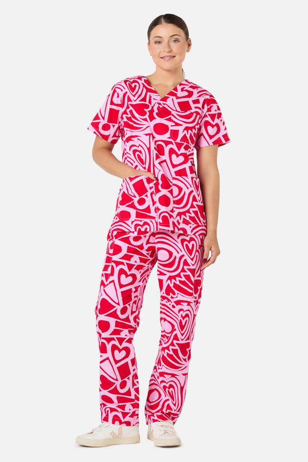Gorman - Queen Of Hearts Scrub Set - pink