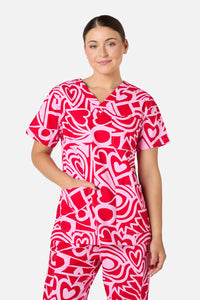 Gorman - Queen Of Hearts Scrub Set - pink
