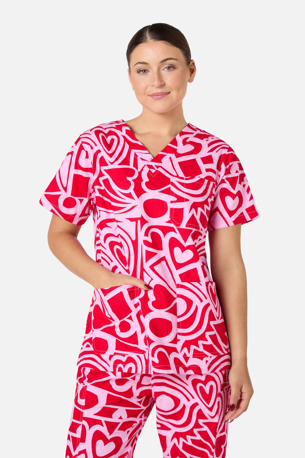Gorman - Queen Of Hearts Scrub Set - pink