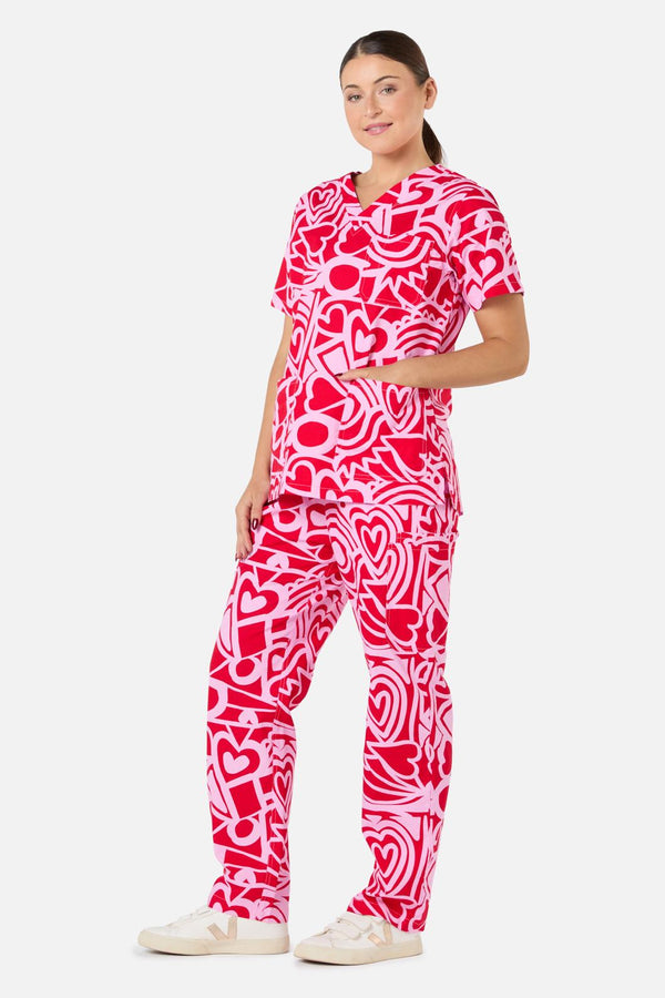 Gorman - Queen Of Hearts Scrub Set - pink