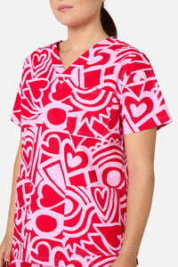Gorman - Queen Of Hearts Scrub Set - pink