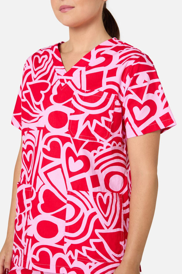 Gorman - Queen Of Hearts Scrub Set - pink