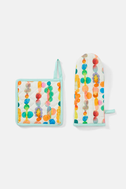 Gorman - Rainbow Drops Oven Mitt Set - print