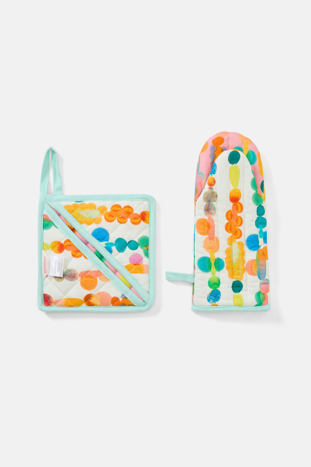 Gorman - Rainbow Drops Oven Mitt Set - print