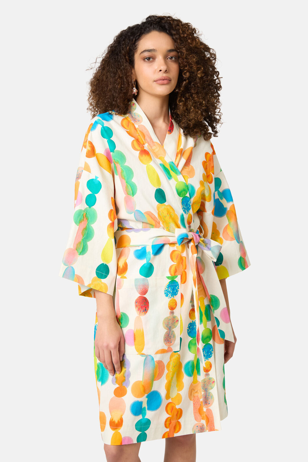 Gorman - Rainbow Drops Linen Bathrobe - print