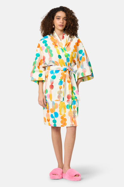 Gorman - Rainbow Drops Linen Bathrobe - print