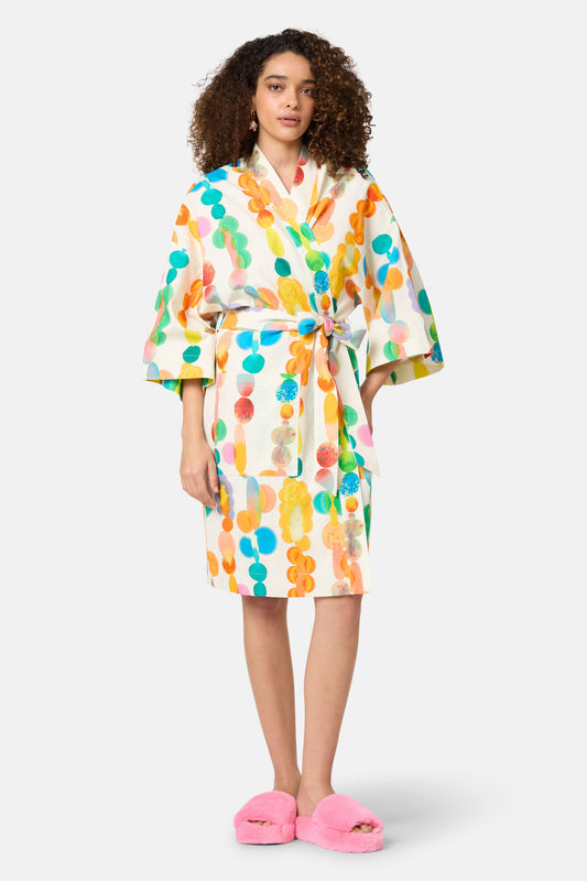 Gorman - Rainbow Drops Linen Bathrobe - print
