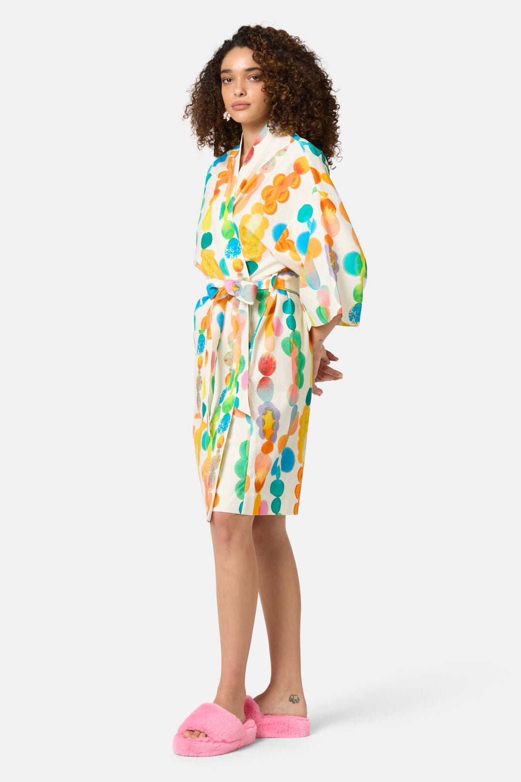 Gorman - Rainbow Drops Linen Bathrobe - print