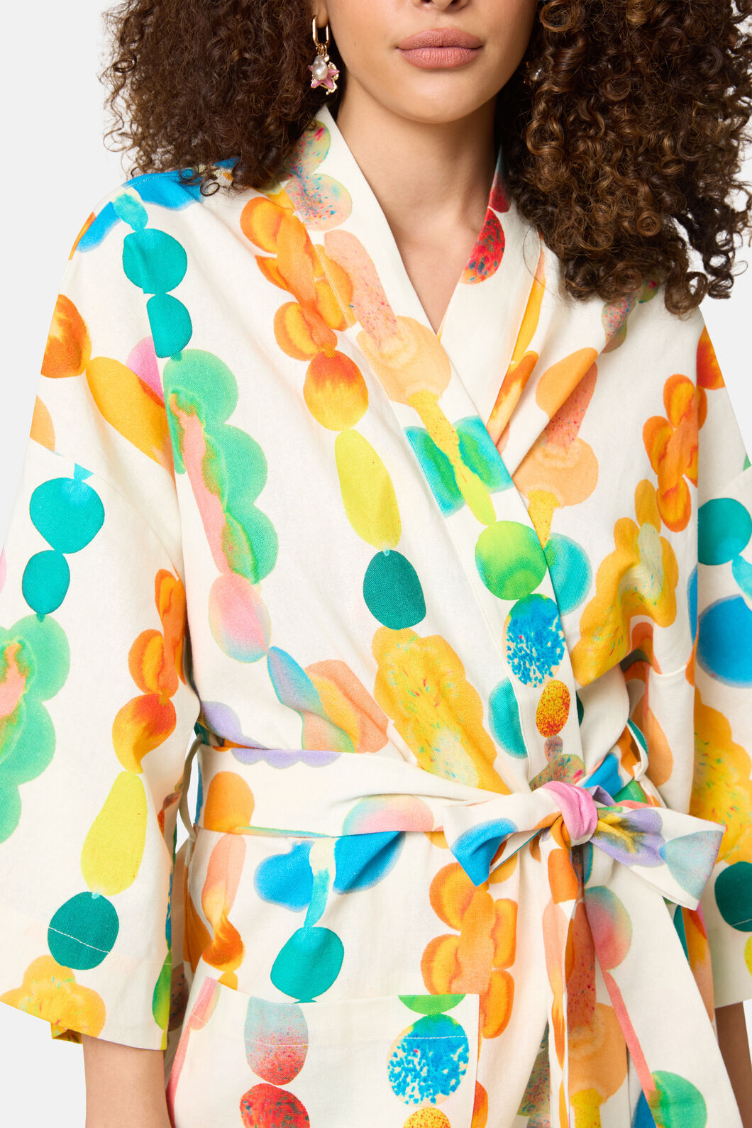 Gorman - Rainbow Drops Linen Bathrobe - print