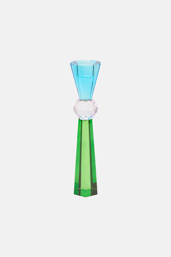 Gorman - Geo Cut Glass Candle Holder Tall - multi