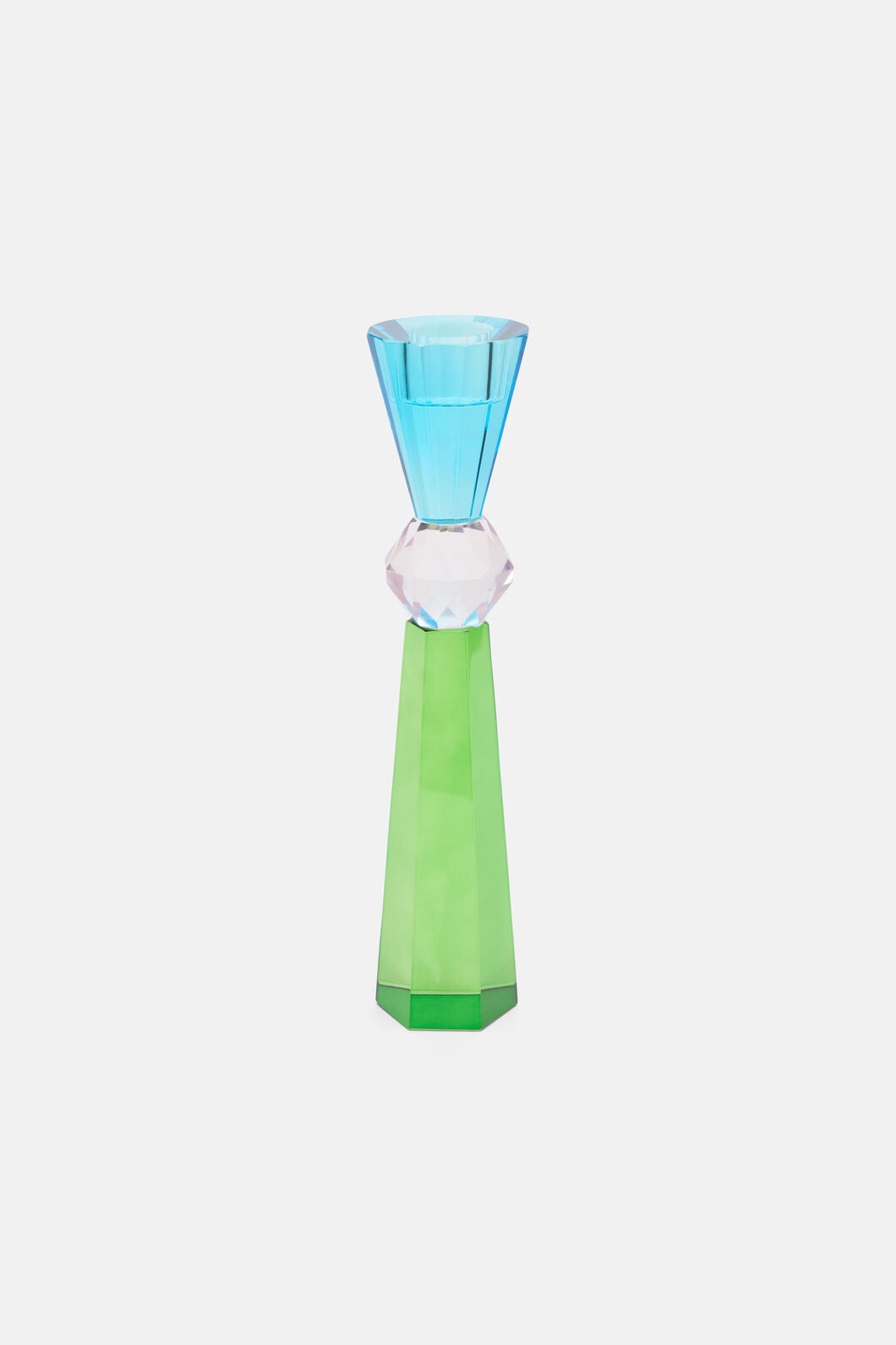 Gorman - Geo Cut Glass Candle Holder Tall - multi