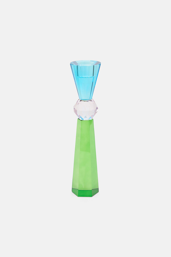 Gorman - Geo Cut Glass Candle Holder Tall - multi