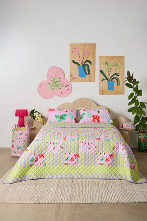 Gorman - Electric Eden Quilted Coverlet Q/K - print