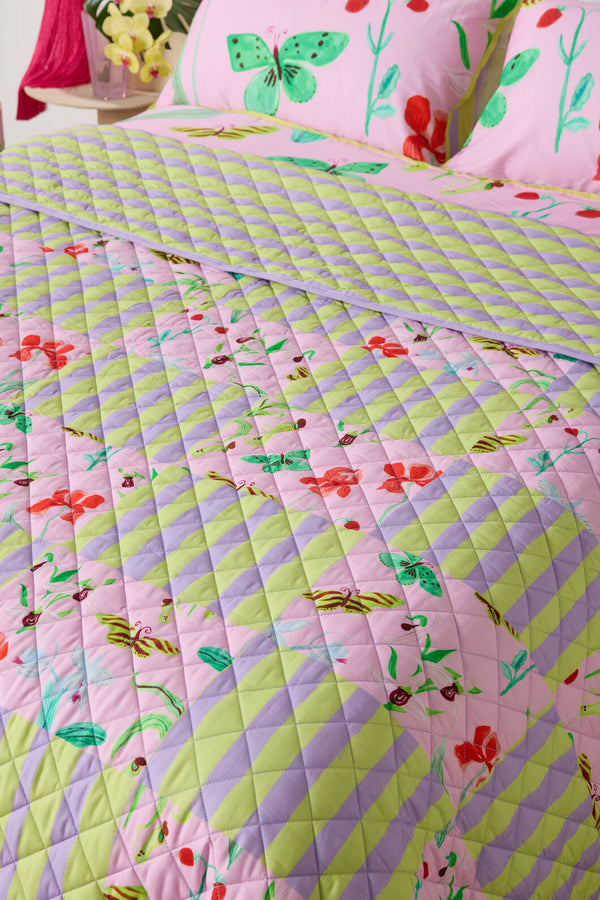 Gorman - Electric Eden Quilted Coverlet Q/K - print