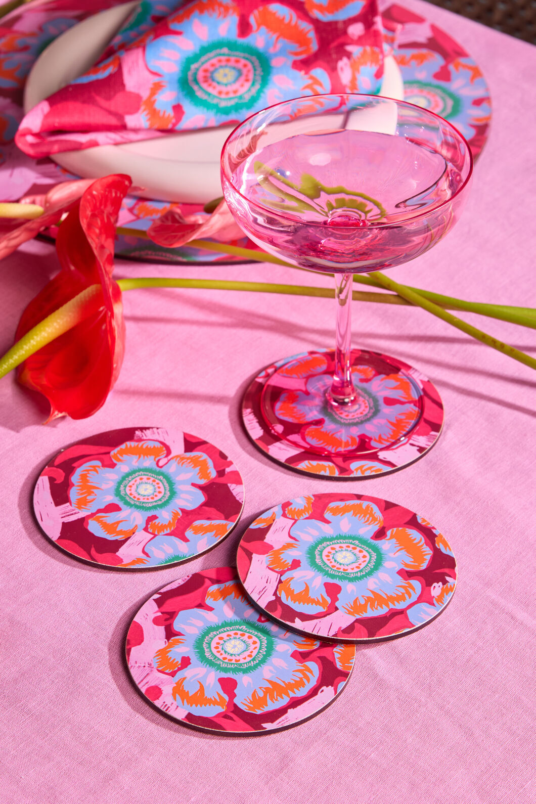 Gorman - Tiger Flower Coaster Set 4 - print