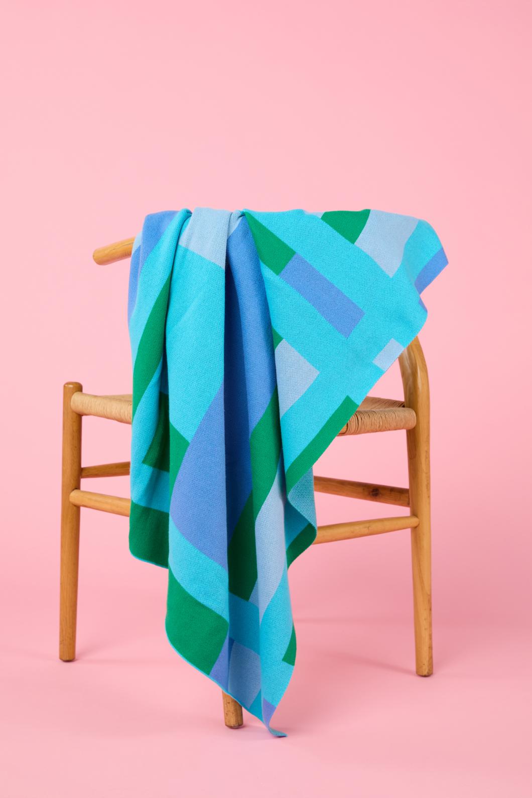 Gorman - Blue Blocks Cotton Throw - multi