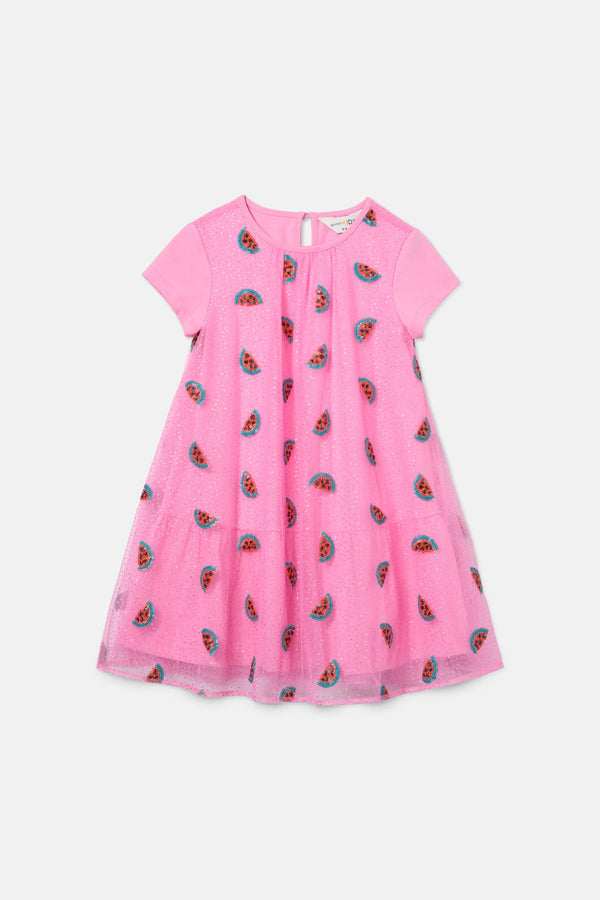 Gorman - Watermelon Sequin Kids Dress - pink