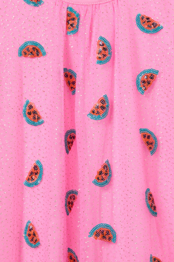 Gorman - Watermelon Sequin Kids Dress - pink