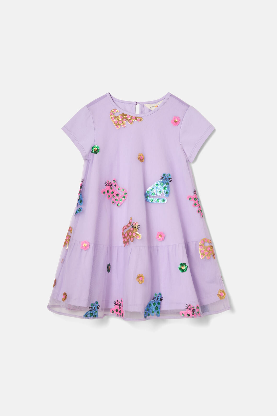 Gorman - Leopard Sequins Kids Dress - lilac