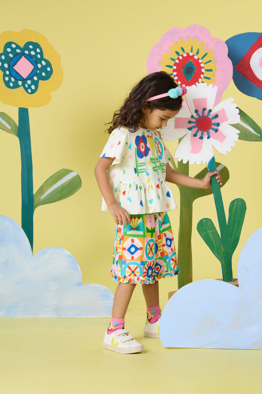 Gorman - Hideout Geo Kids Frill Shorts - multi