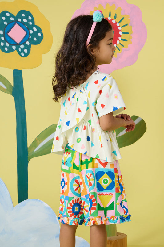 Gorman - Hideout Geo Kids Frill Shorts - multi