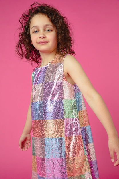 Gorman - Gingham Sequin Kids Dress - multi