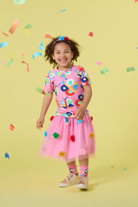 Gorman - Pom Pom Mesh Kids Skirt - pink