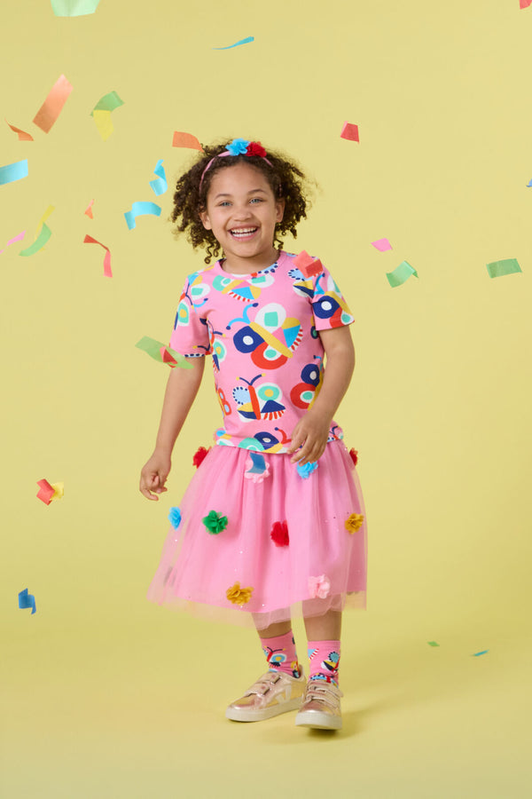 Gorman - Pom Pom Mesh Kids Skirt - pink